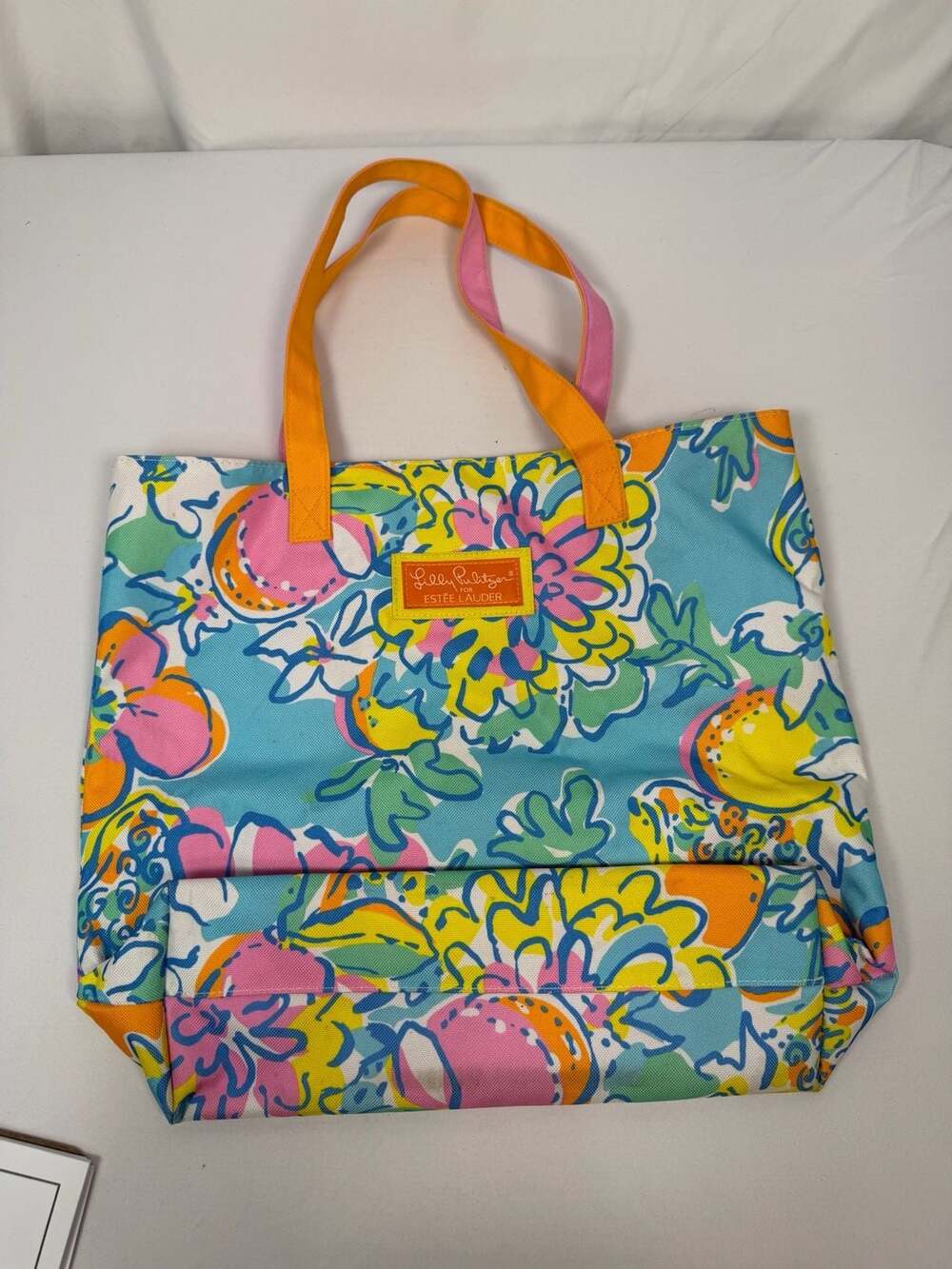 Lilly Pulitzer for Estée Lauder Tropical Floral Print Canvas Tote Bag